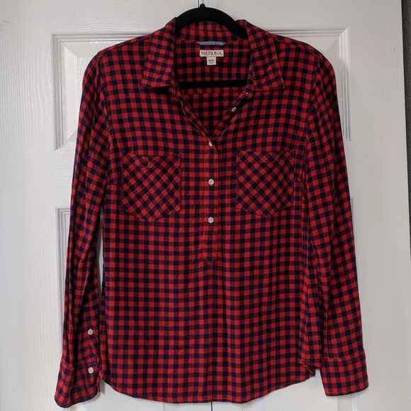 Merona Blue & Red Checkered Plaid - Picture 1 of 3